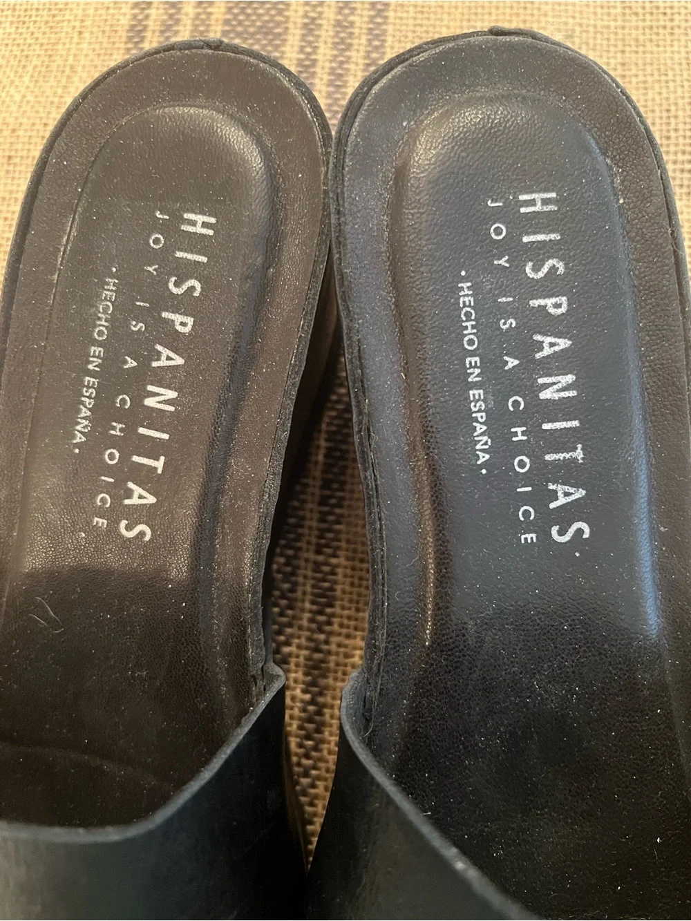 Hispanitas Vega Black Slide Sandals - Smooth Leather Upper 38 EU size 7